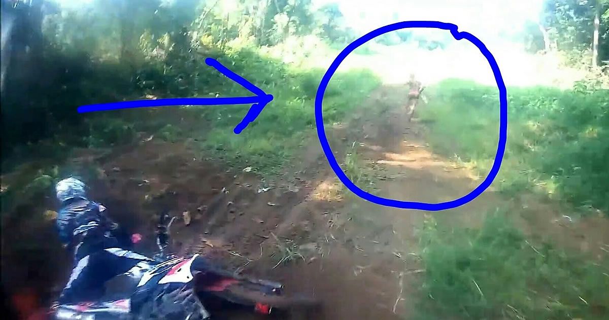 Group of motorcyclists in Indonesia are surprised by strange humanoid (may be an Alien)