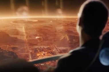 Aproaching Mars colony from space elevator by Boeing