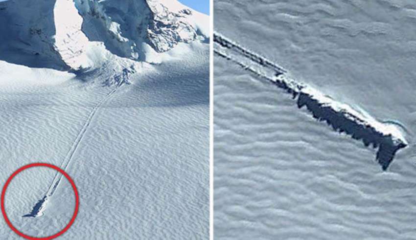 Google Earth images reveal a crashed UFO in Antarctica