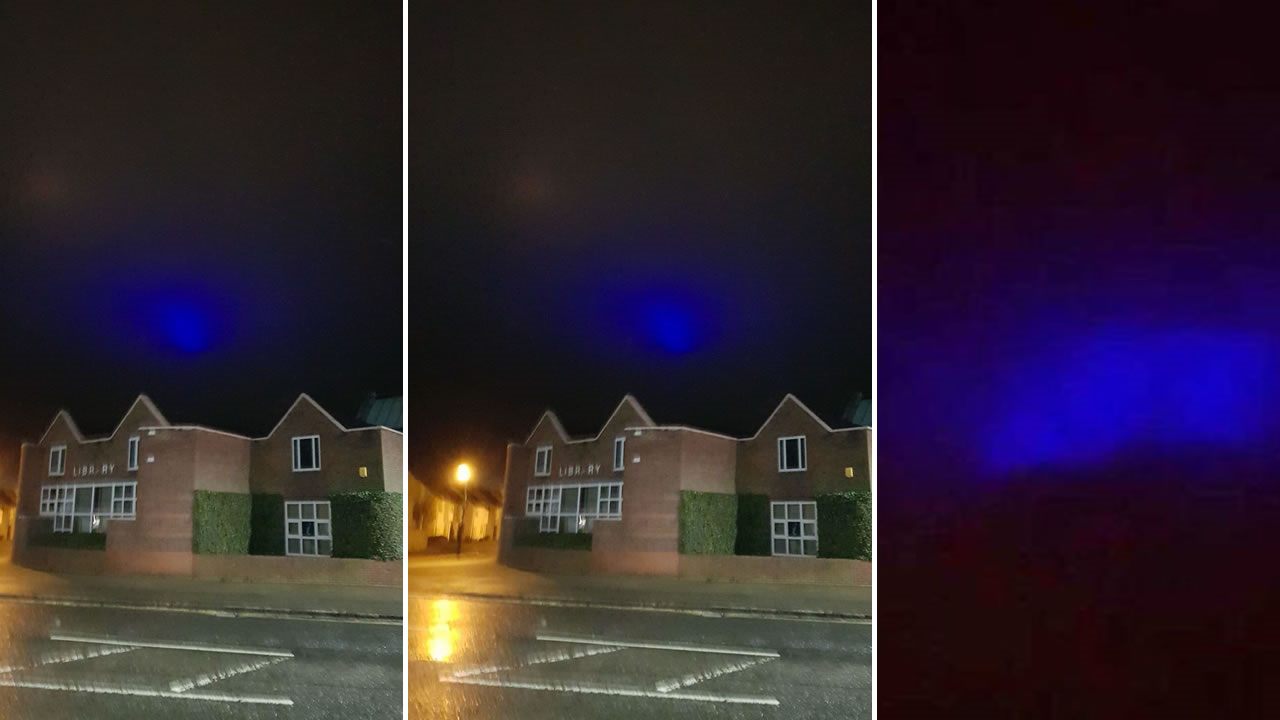 Mysterious blue lights appear in United Kingdom sky
