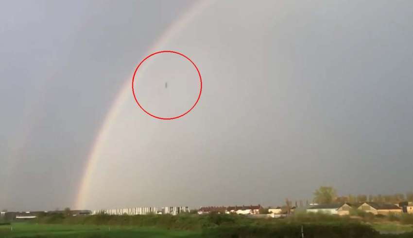 As in The War of the Worlds: A mysterious black object falls from the sky during a thunderstorm