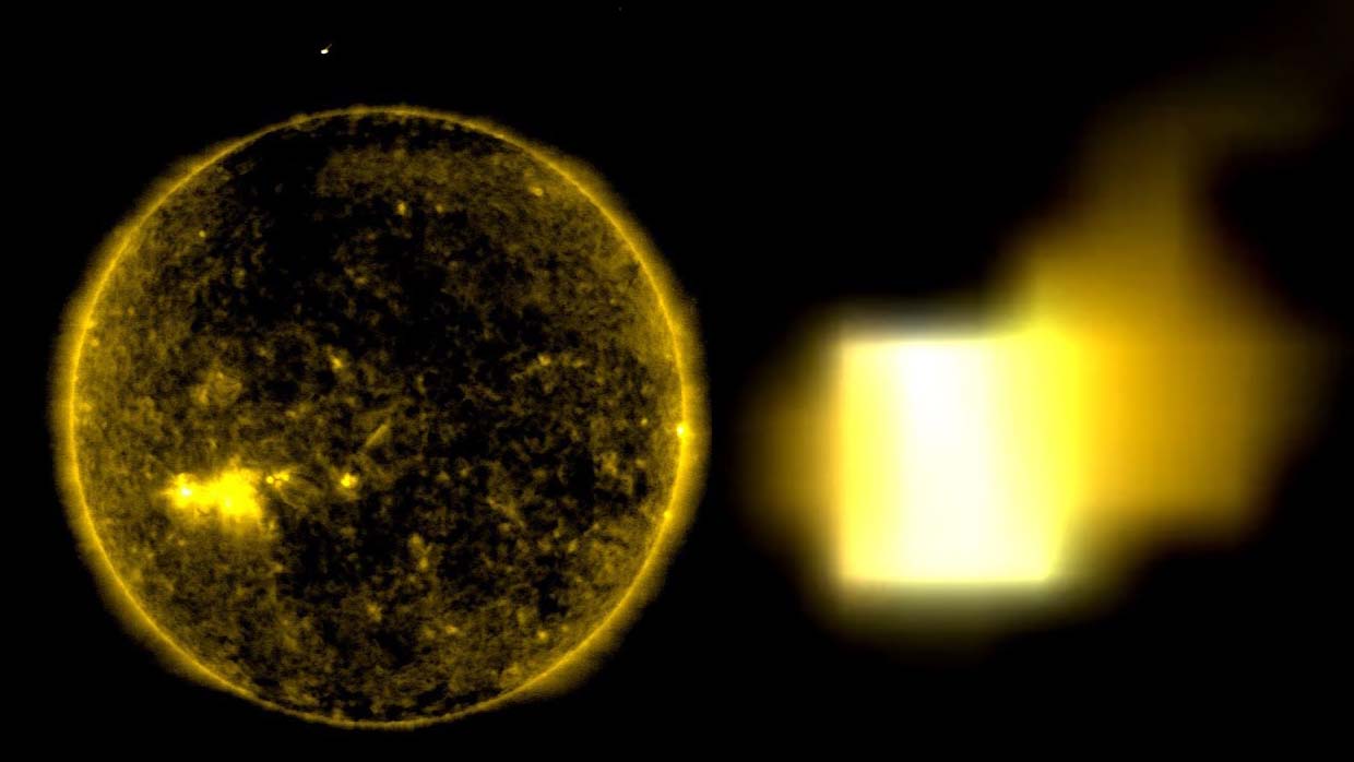 NASA Images shows a huge cube shaped UFO approaching the sun