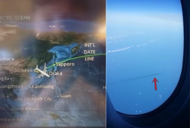 Airplane passenger filmed a mysterious huge underwater object