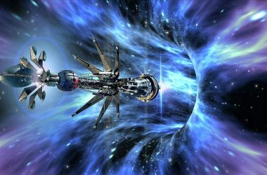 spaceship entering a wormhole