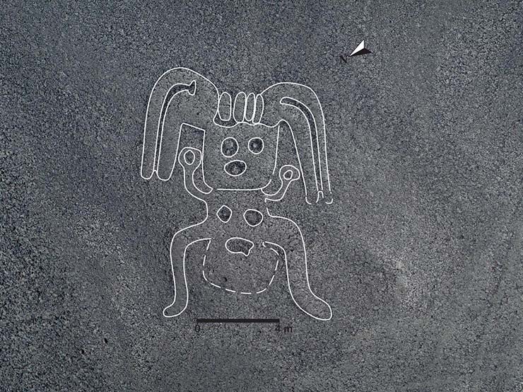 Artificial intelligence discovers 140 new Nazca lines, including an extraterrestrial humanoid
