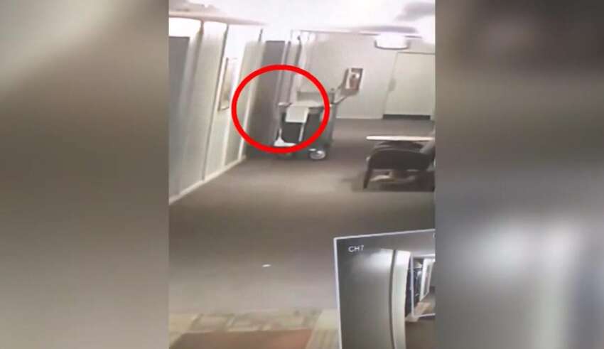 Hotel security camera captures a ghost emerging from a wall