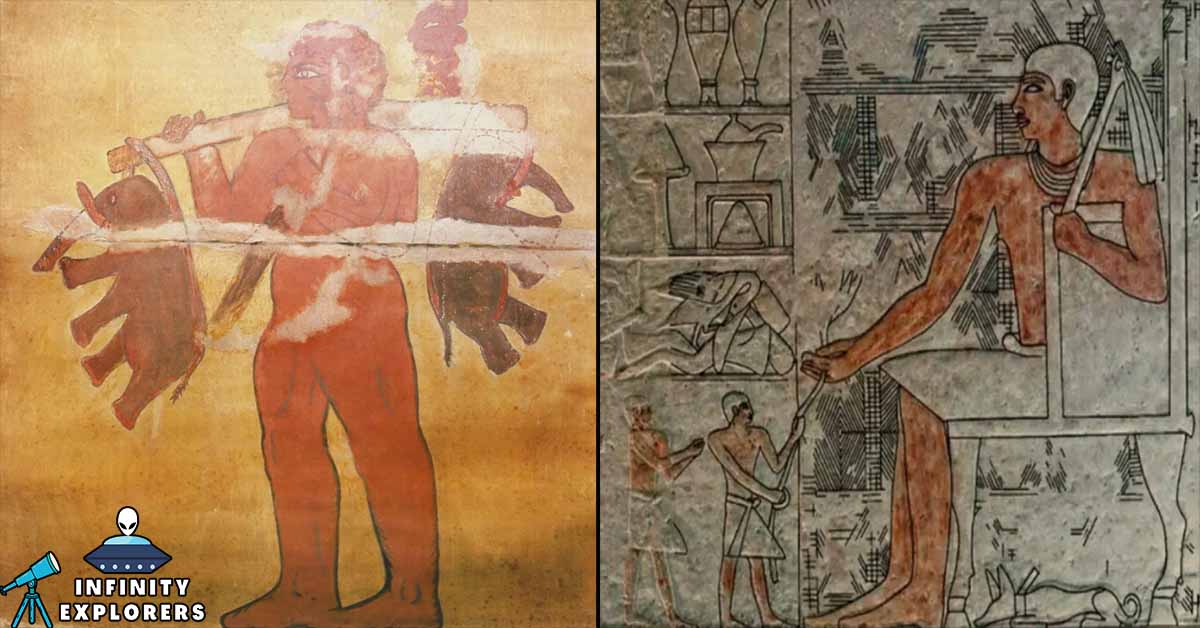 Ancient Mural Paintings Of Nubian Pyramids Depict Giant Carrying Two Elephants And Giant Kings