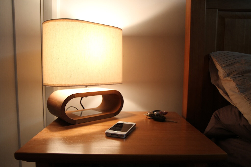 phone on a night stand