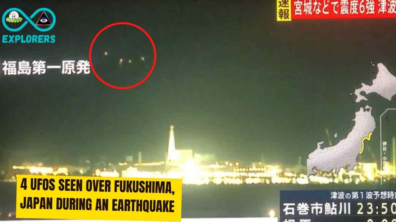 4 UFOs In A Formation Seen Over Fukushima, Japan During An Earthquake