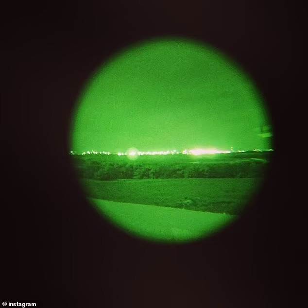 A screenshot from Dovell Engram's Instagram page showing his view of Sinai through a night vision scope.