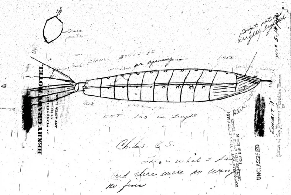 Sketch of the UFO by Clarence Chiles