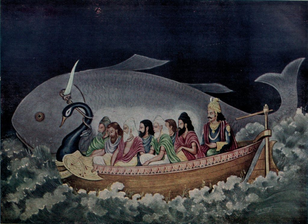 The Saptrishis escaping the Universal Flood.