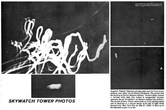 Images of the UFO collected by ufologist and photographer August C. Roberts in 1952 that led to strange clues, and was the reason for official discord. 