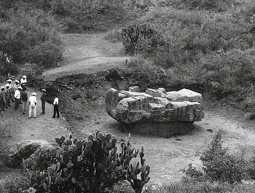 The monolith of Tlaloc in Coatlinchan, Mexico.