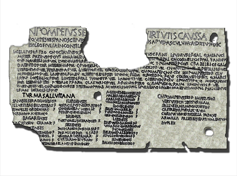 The bronze of Ascoli is a bronze inscribed plate of the year 89 a. C. found in 1908 in Rome (Italy)