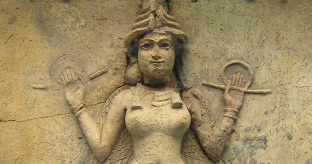 The goddess Inanna of Mesopotamia, goddess of fertility, also wears a kind of earmuffs