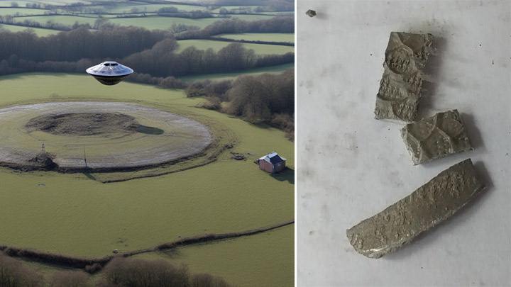 Whatever scattered all the debris (like the one on the right) into the Welsh countryside would then have flown away at the Welsh UFO incident