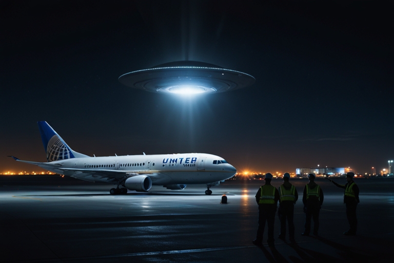 O'Hare Airport United Airlines ground crew watching glowing UFO disc 2006