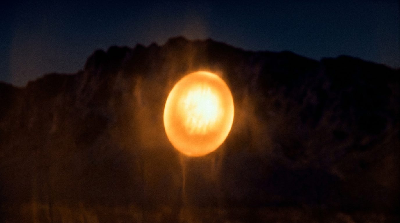 We Were Virtually Speechless: The 2025 Helicopter Encounter With Orange Orbs the Pentagon Just Confirmed 1 Close-up of single glowing orange oval orb suspended in mid-air with white-yellow core