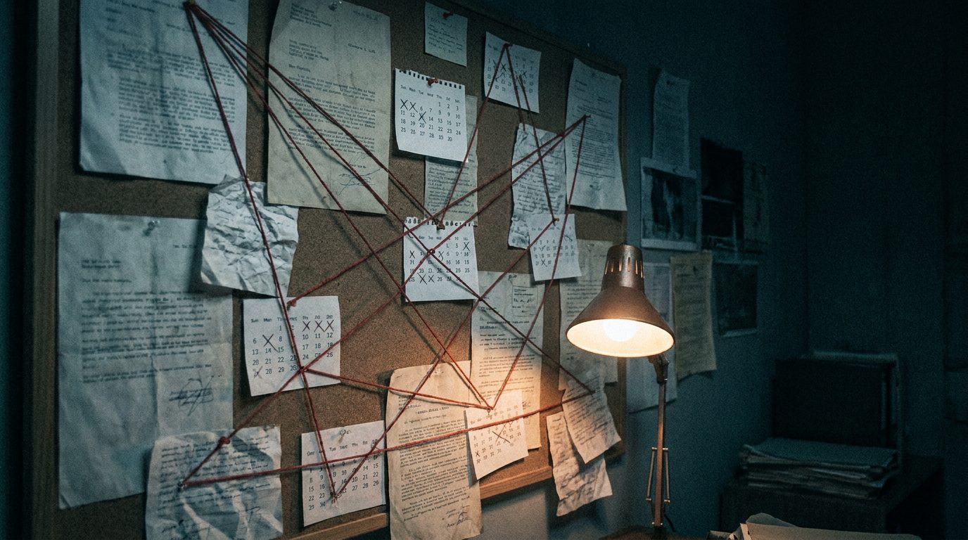 The 2026 UFO Disclosure Timeline: Everything That Has Happened, and What Comes Next. 2 A wall of pinned documents and dates connected by string